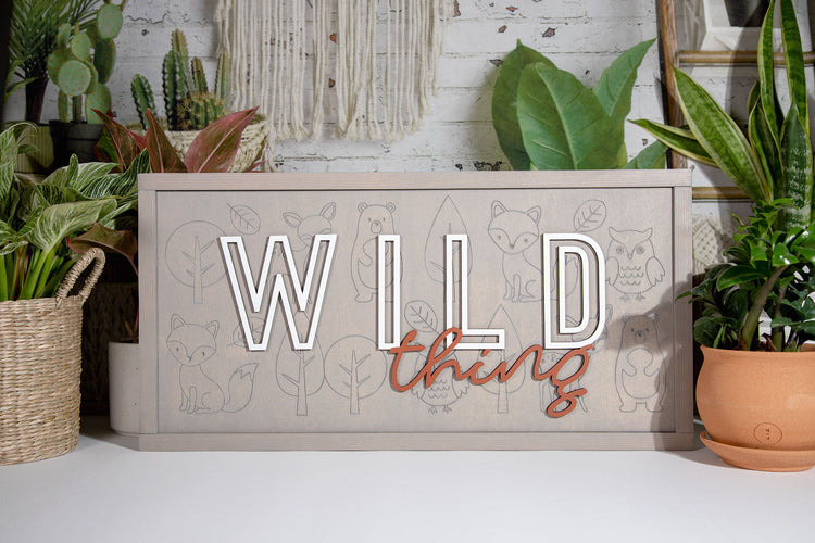 Wild Thing Woodland Nursery Sign 24x12 In.