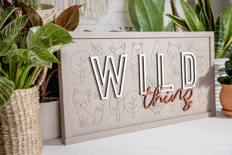 Wild Thing Woodland Nursery Sign 24x12 In.