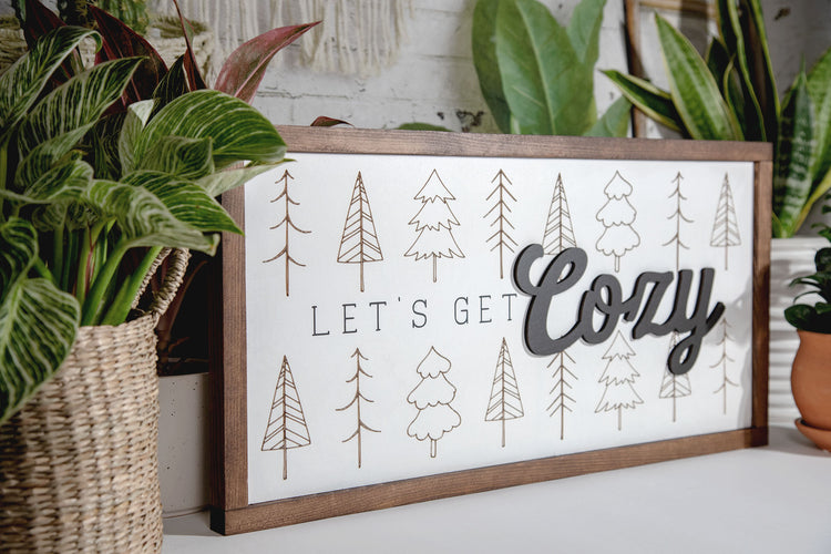 Let’s get cozy Wood Sign 24x12