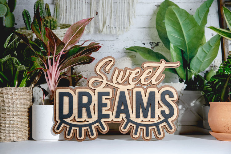 Sweet Dreams Eyelash 3D Wood Sign 17x9
