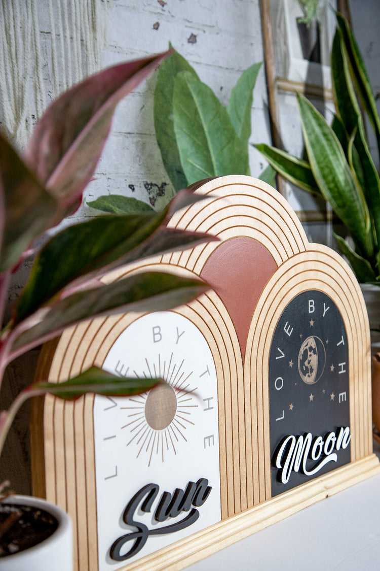 Live by Sun Love by Moon Arch 20 in. Wood Sign