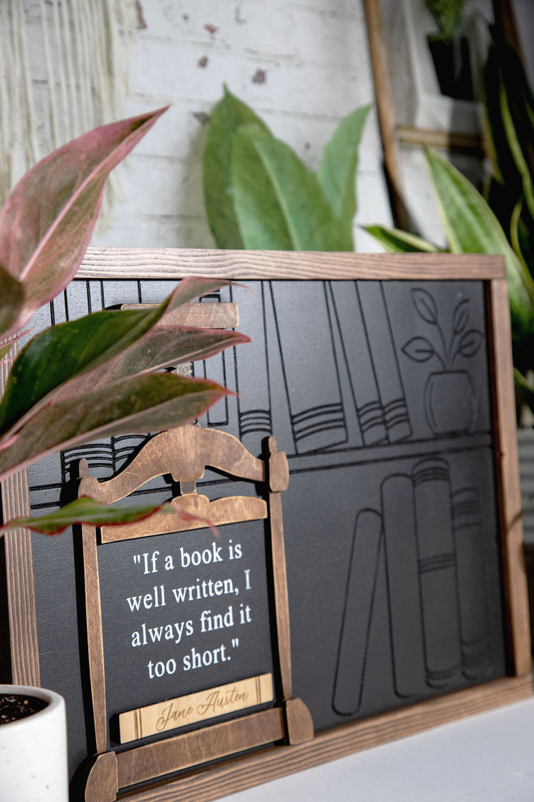 Book Press Jane Austen Wood Sign 20x14