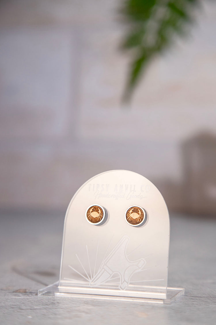 Crabby Stud Wood Earrings