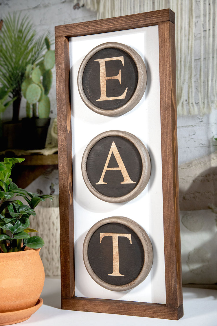 Eat Typewriter Keys Sign 9.5x22 Inches