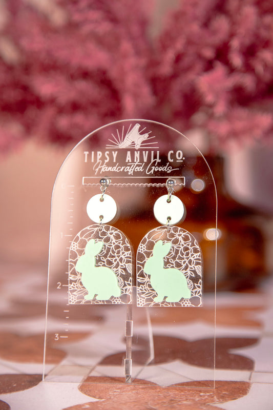 Floral Bunny Arch Dangle Earrings