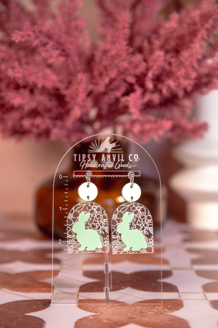 Floral Bunny Arch Dangle Earrings