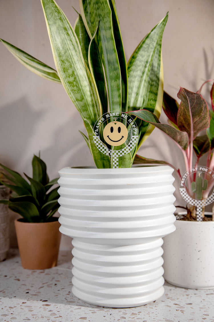 Plants Make Me Happy Checkered Acrylic Plant Stake