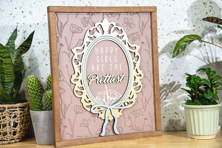Happy Girls Wood Sign 15x18