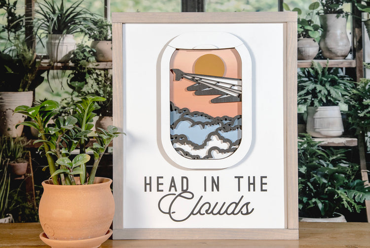 Head in The Clouds Wood Sign 14x17