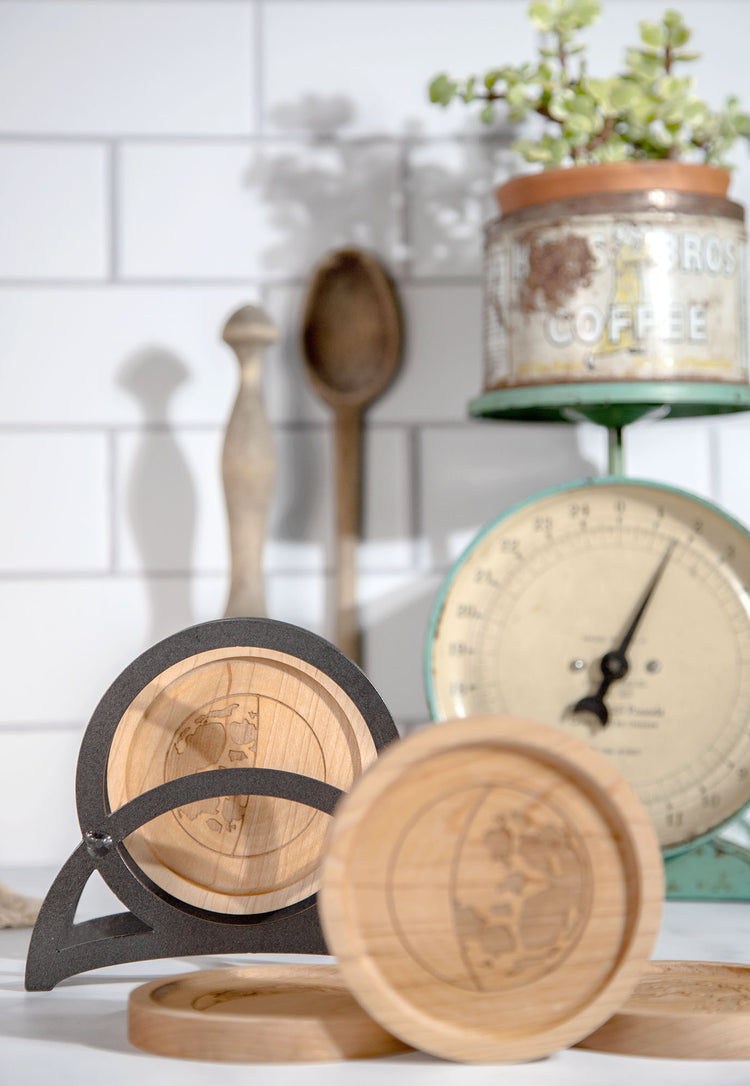 Moon Phase Wood Coaster Set