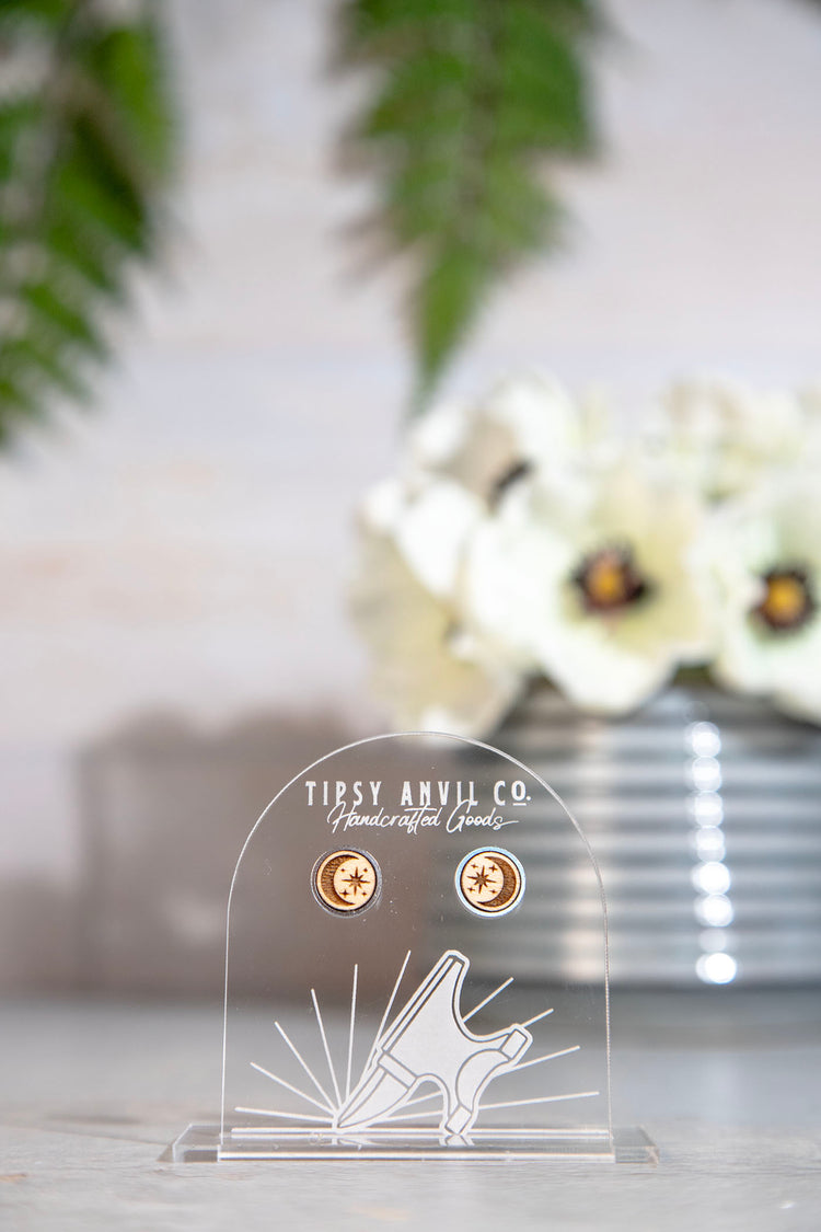 Moon Stars Stud Earrings