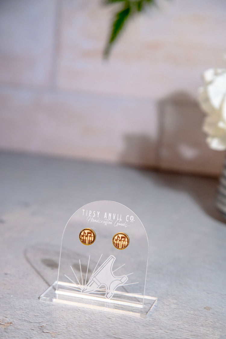 Music Stud Wood Earrings