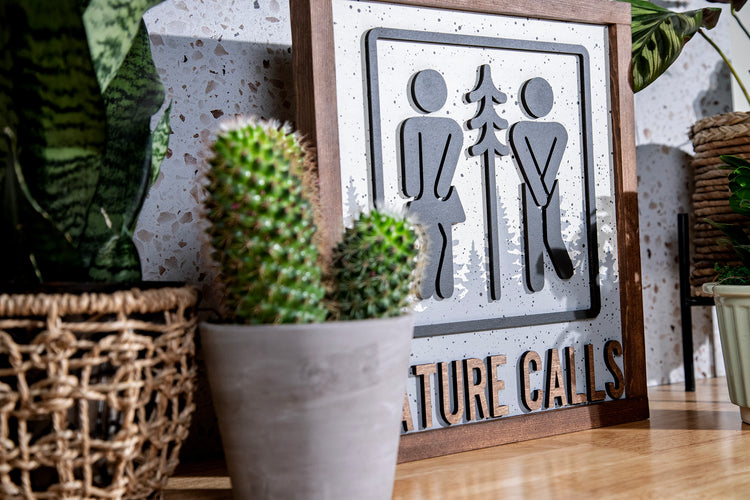 Nature Calls Bathroom Sign 13x14