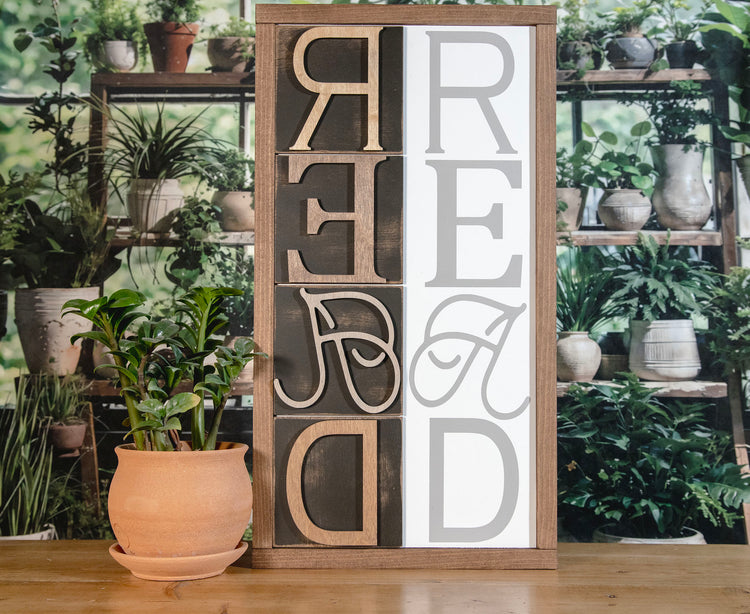 Read Letterpress Inspired Wood Sign 12x22