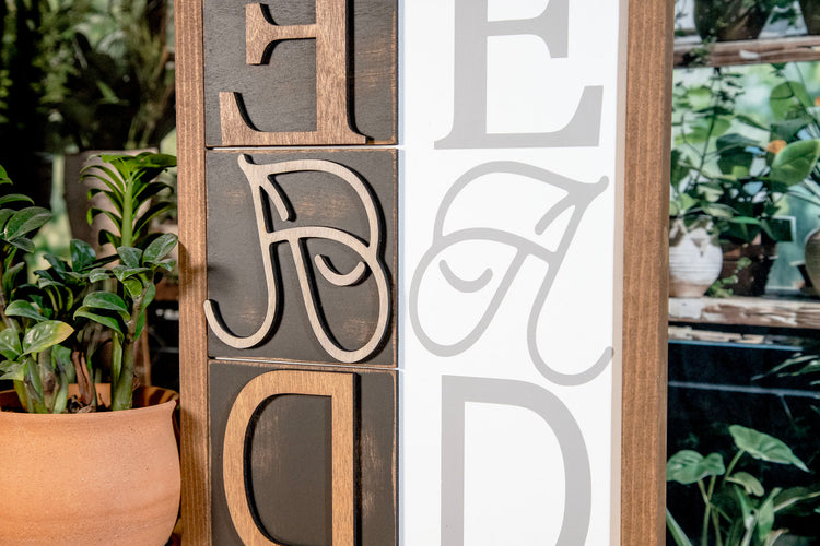 Read Letterpress Inspired Wood Sign 12x22