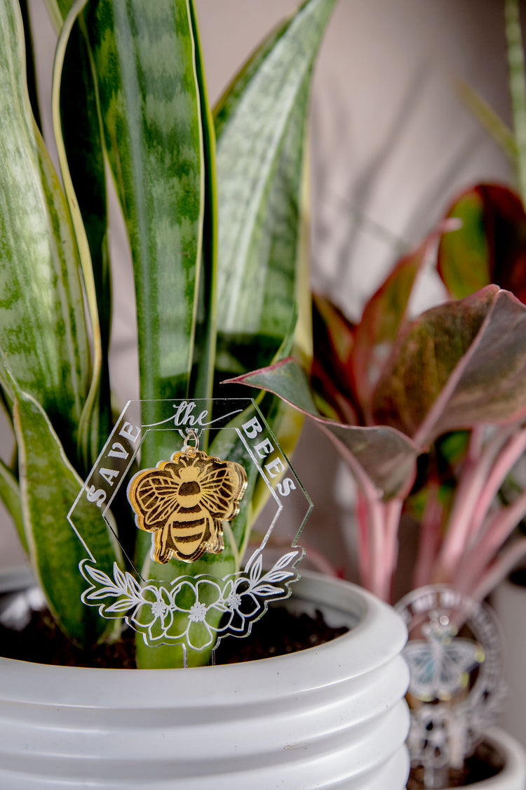 Save the Bees Honeycomb Acrylic Plant Stake