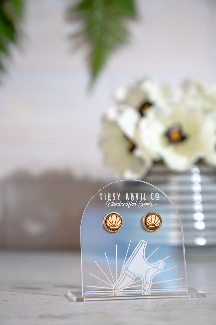Seashell Stud Wood Earrings