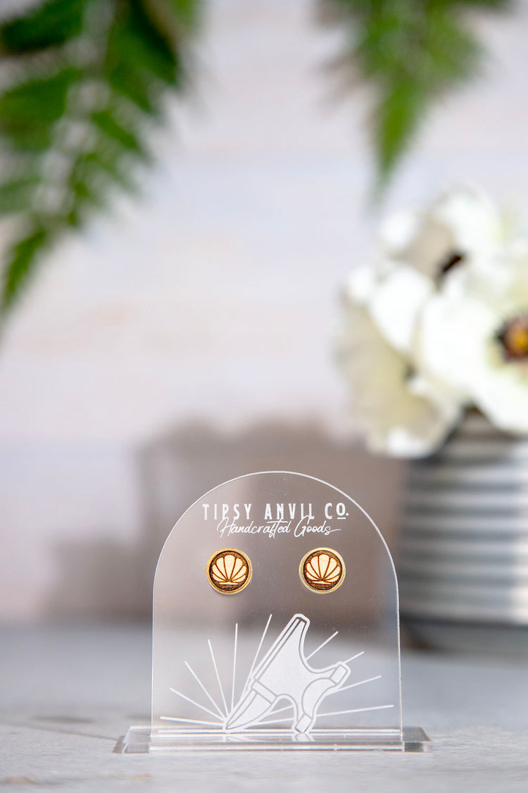 Seashell Stud Wood Earrings