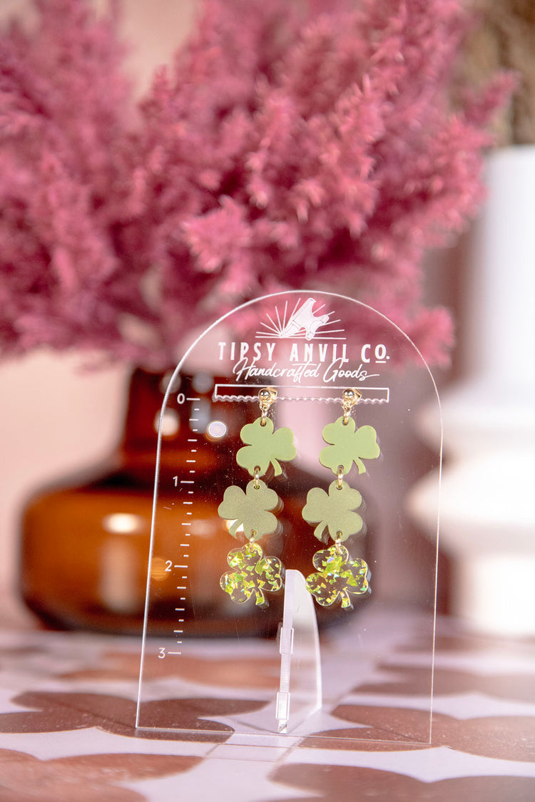 Tiered Shamrock Dangle Earrings