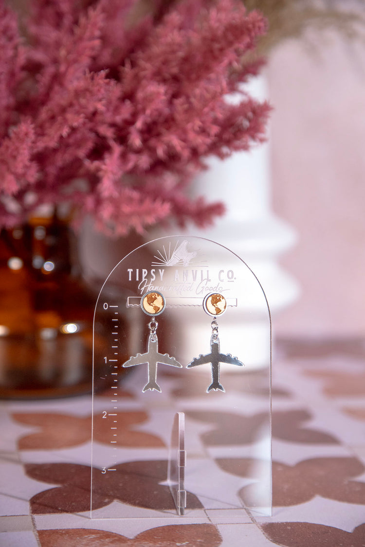 Travel World Wood Dangle Earrings