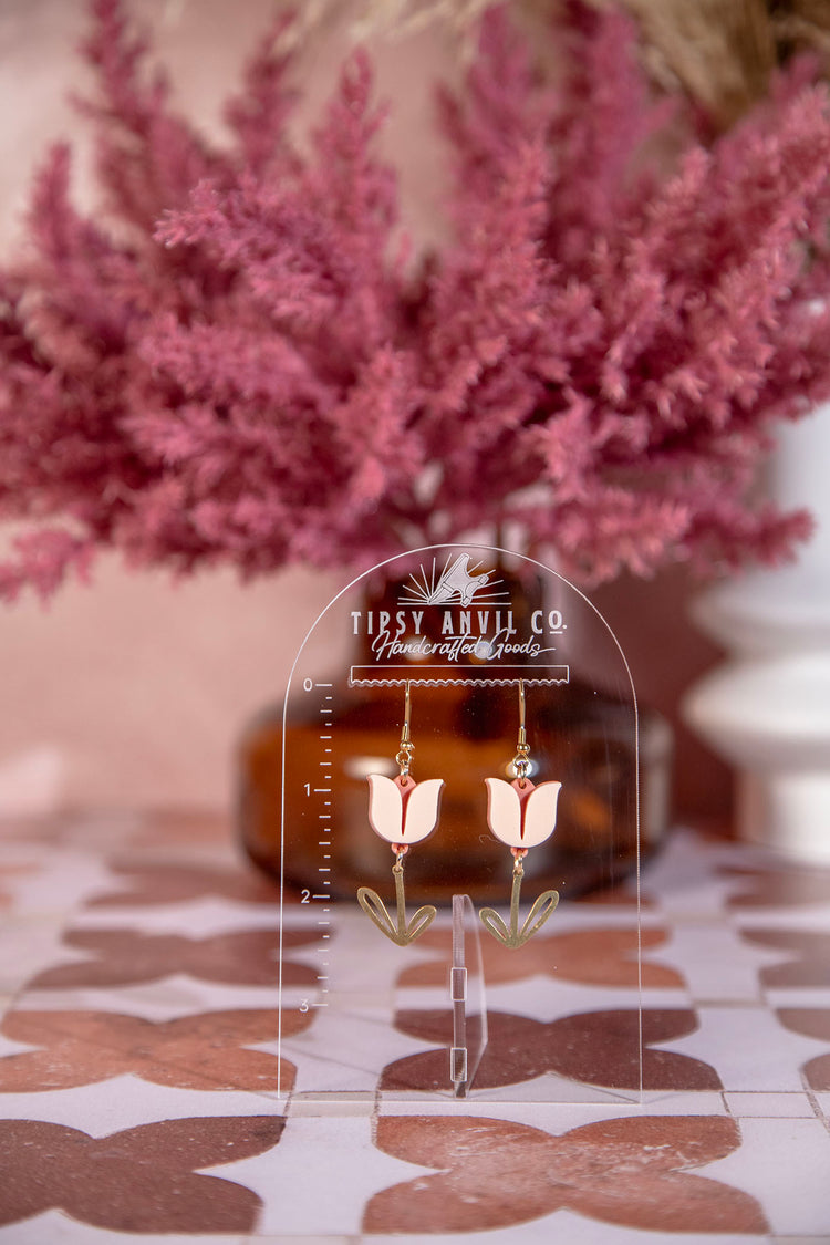 Tulip Gold Leaf Dangle Earrings