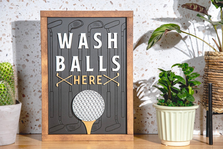 Wash Golf Balls Wood Sign 11x15