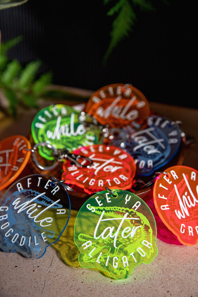 See You Later Alligator BFF Set Fluorescent Acrylic Retro Keychain