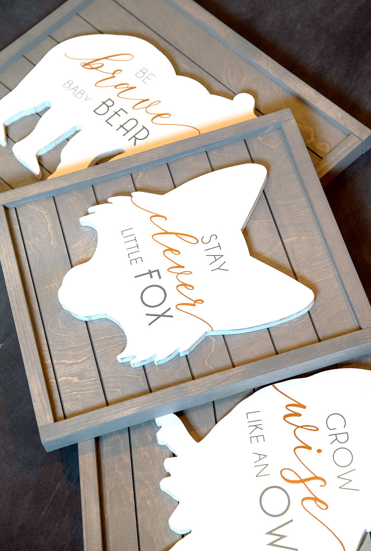 Be Brave Baby Bear Wood Sign - Woodland Nursery - 19x16 Inches