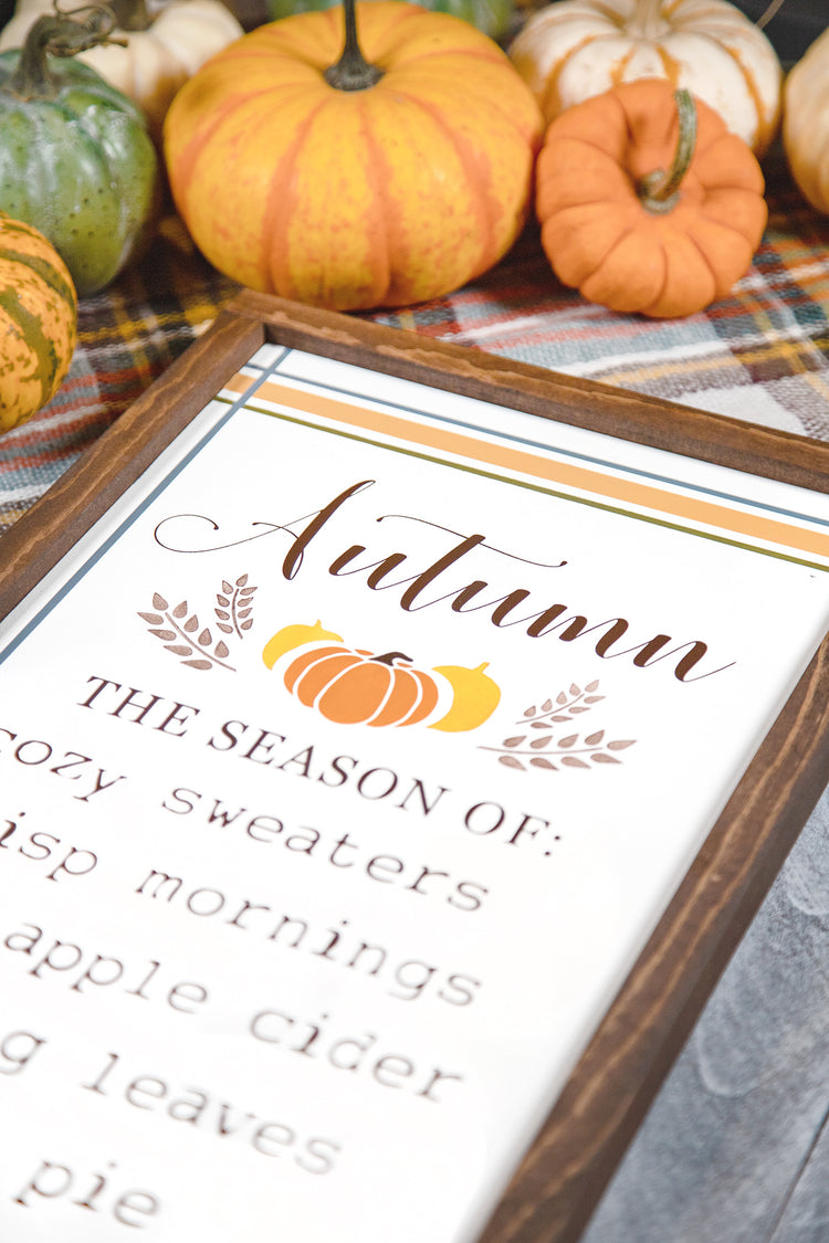 Autumn Season Of Wood Sign 12x24