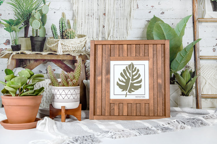Monstera Wood Sign 15x15
