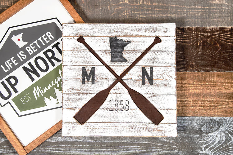 Custom State Paddle Engraved Wood Sign 12x12