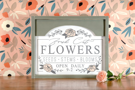 Flowers Wood Sign 18x14