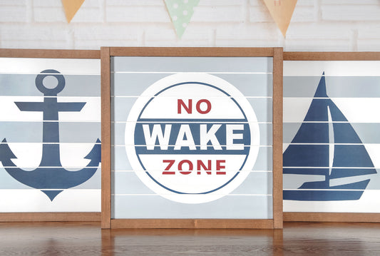 No Wake Zone Nautical Nursery Wood Sign