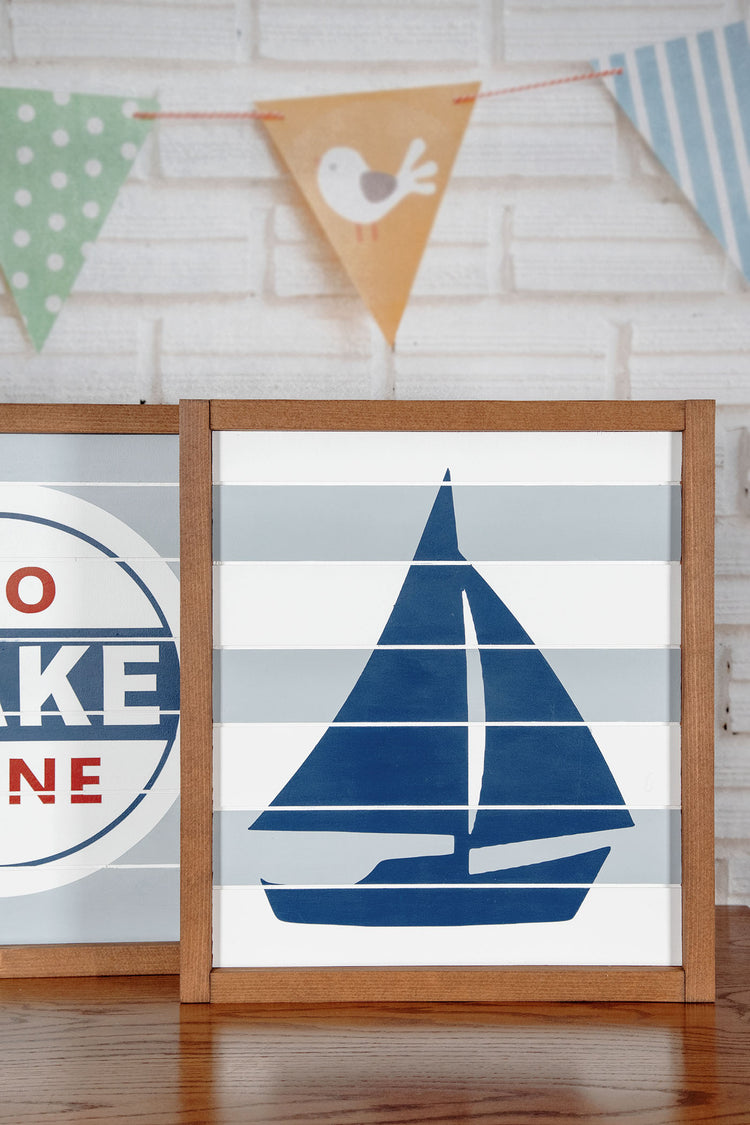 No Wake Zone Nautical Nursery Wood Sign