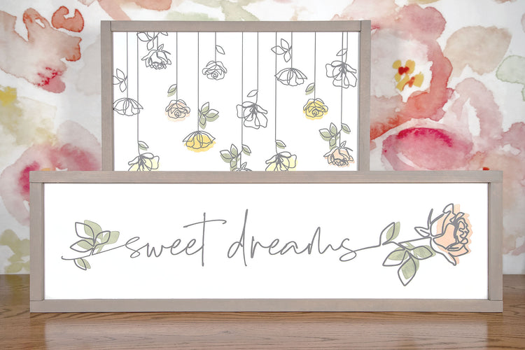 Sweet Dreams Floral Wood Sign
