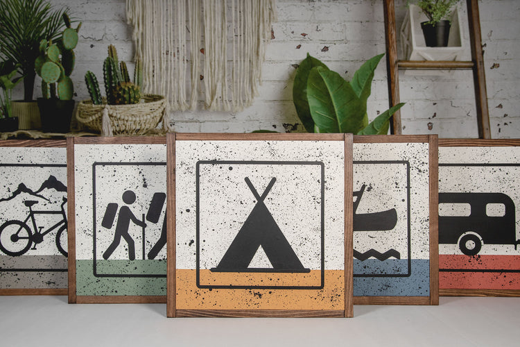 Camping Wood Sign 11.5x11.5