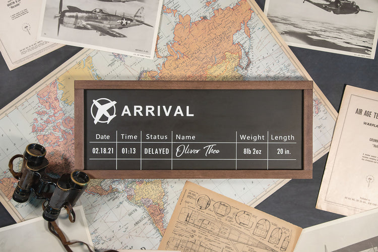 Custom Plane Birth Stat Announcement Wood Sign
