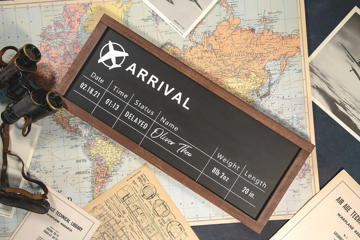 Custom Birth Stat Plane Sign Nursery Decor