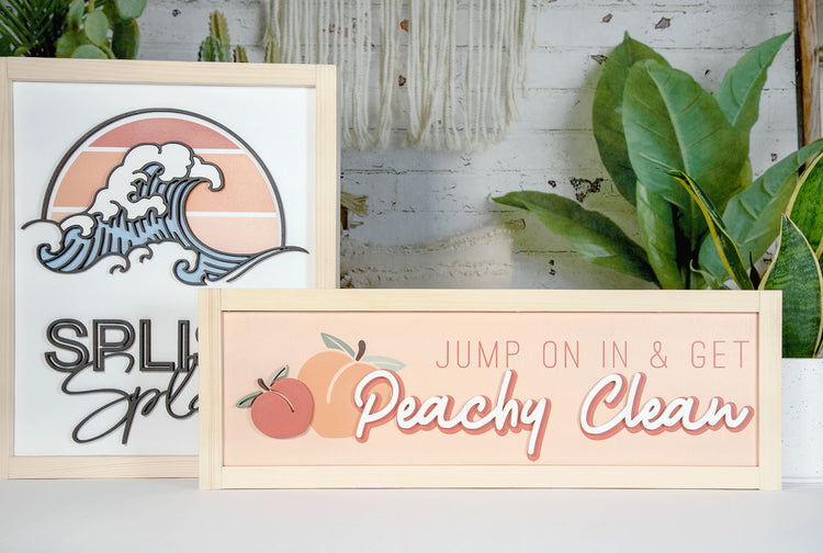 Peachy Clean Bathroom 3D Wood Sign