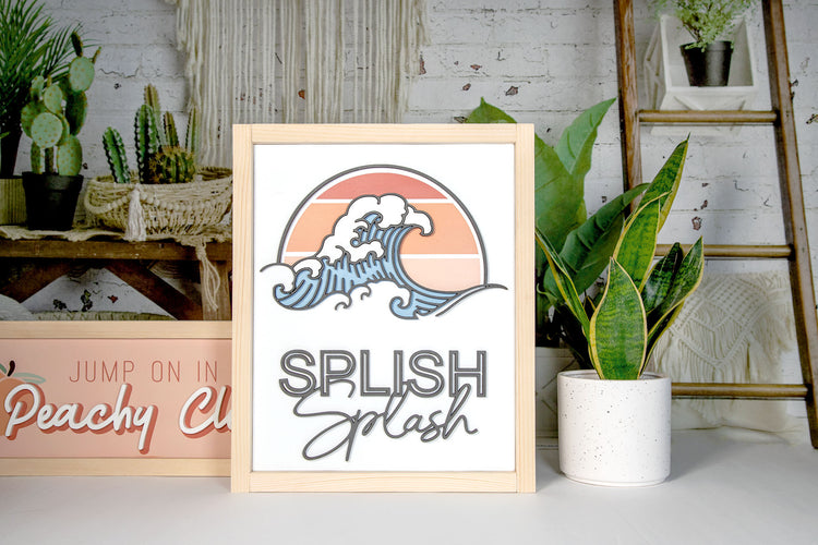 Splish Splash 3D Wave Wood Sign