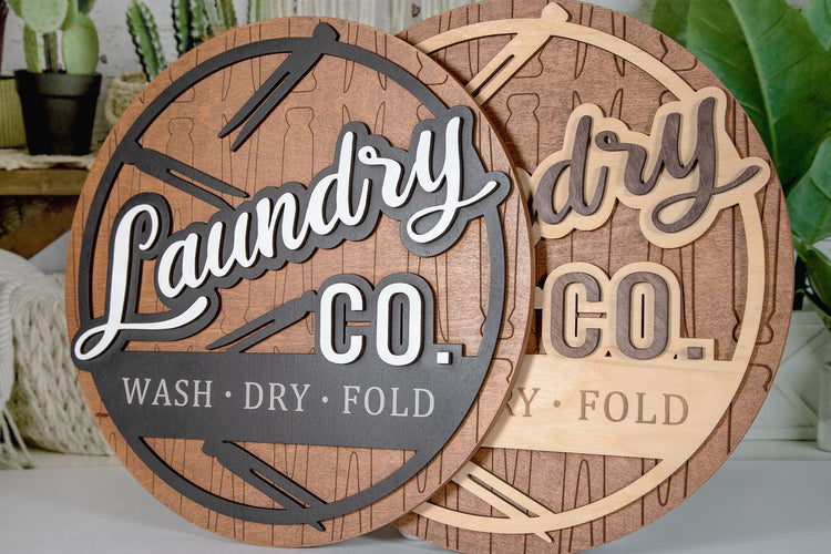 Laundry Co Round 3D Wood Sign