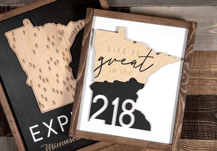 Minnesota 218 Wood Sign 11x13