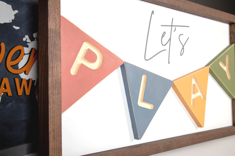Let's Play Wood Sign 12x20 Inches