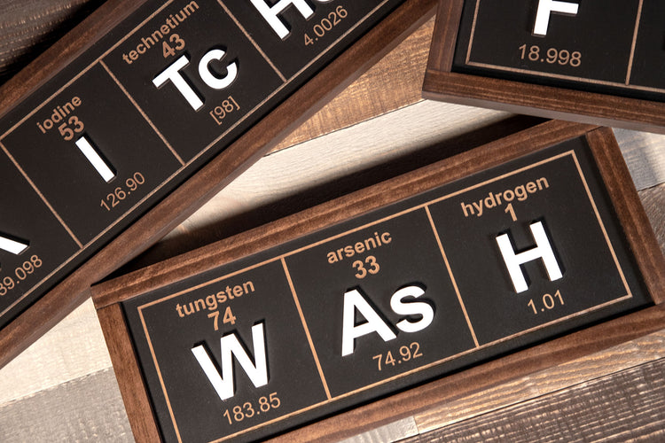 Wash Periodic 3D Wood Sign 17x7