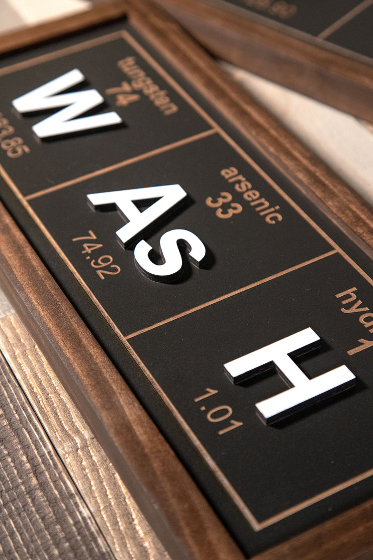 Wash Periodic 3D Wood Sign 17x7