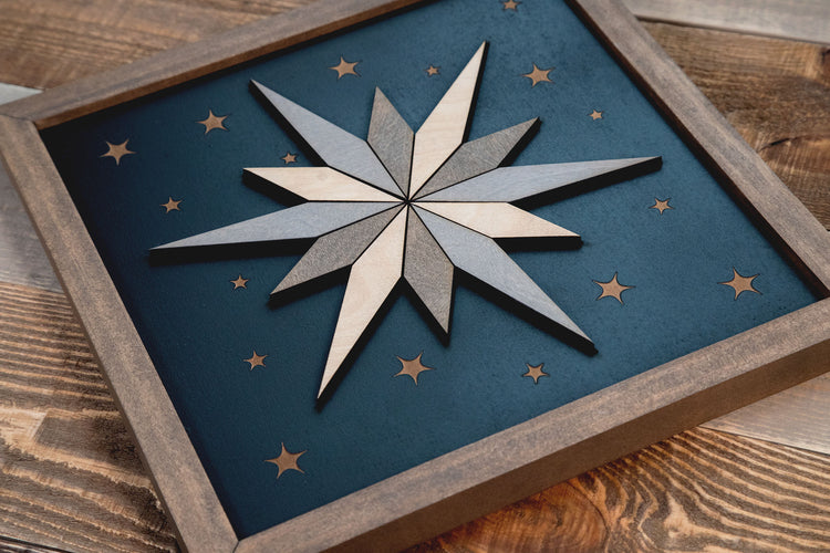 Star Mosaic 3D Wood Sign