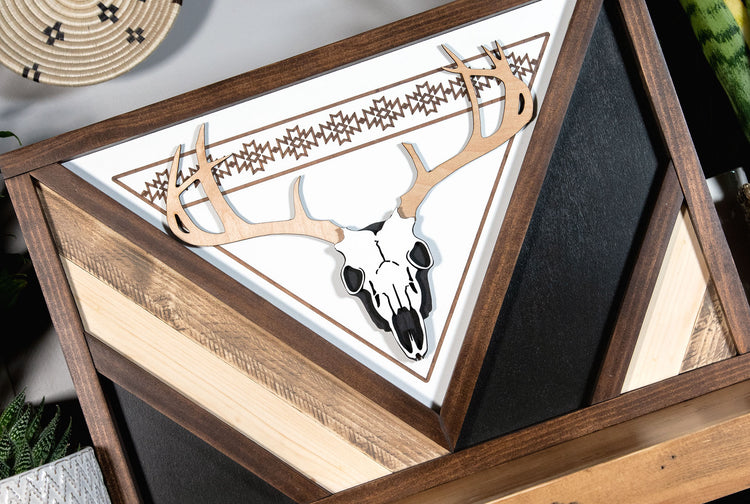 Deer Skull Boho Wood Sign 20x14