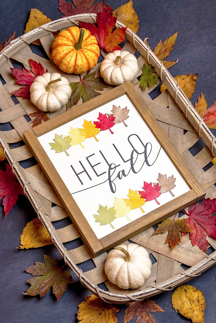 Hello Fall Wood Sign 11x9.5
