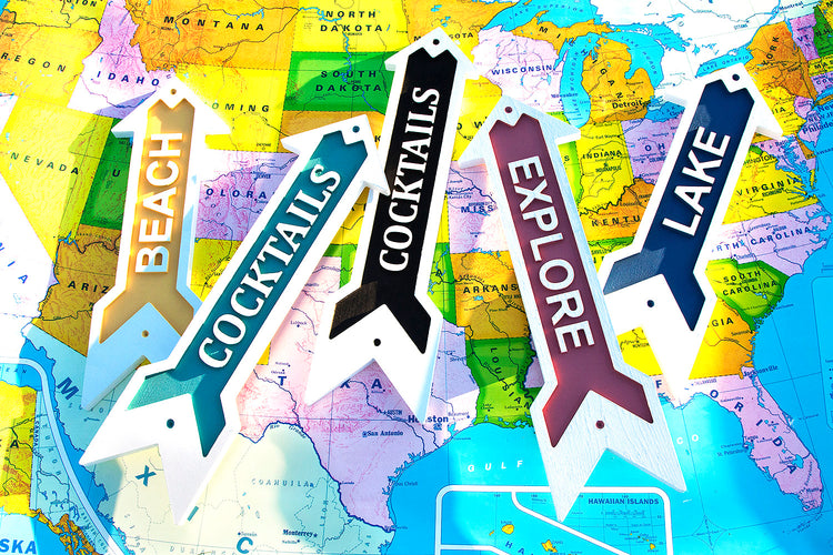 Lake or Beach Arrow Wood Sign 21x6.5