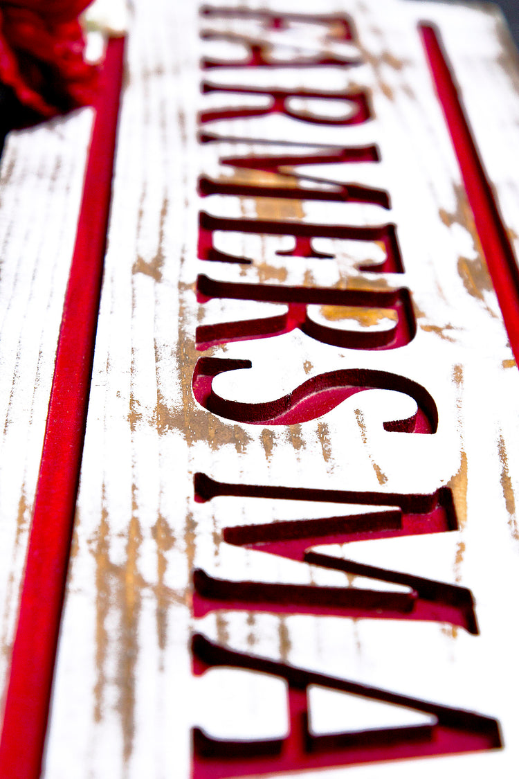 Farmers Market Engraved Wood Sign 36x7